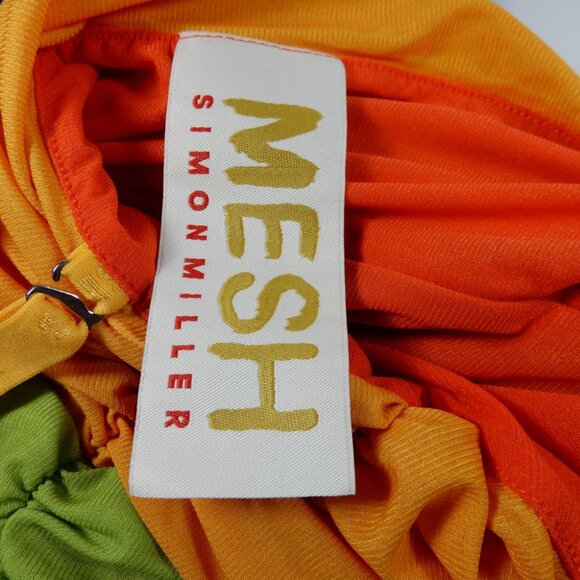 SIMON MILLER Jota Mesh Midi Bodycon DRESS Sz XS Color Block Yellow Blue NEW $295 - Picture 7 of 13